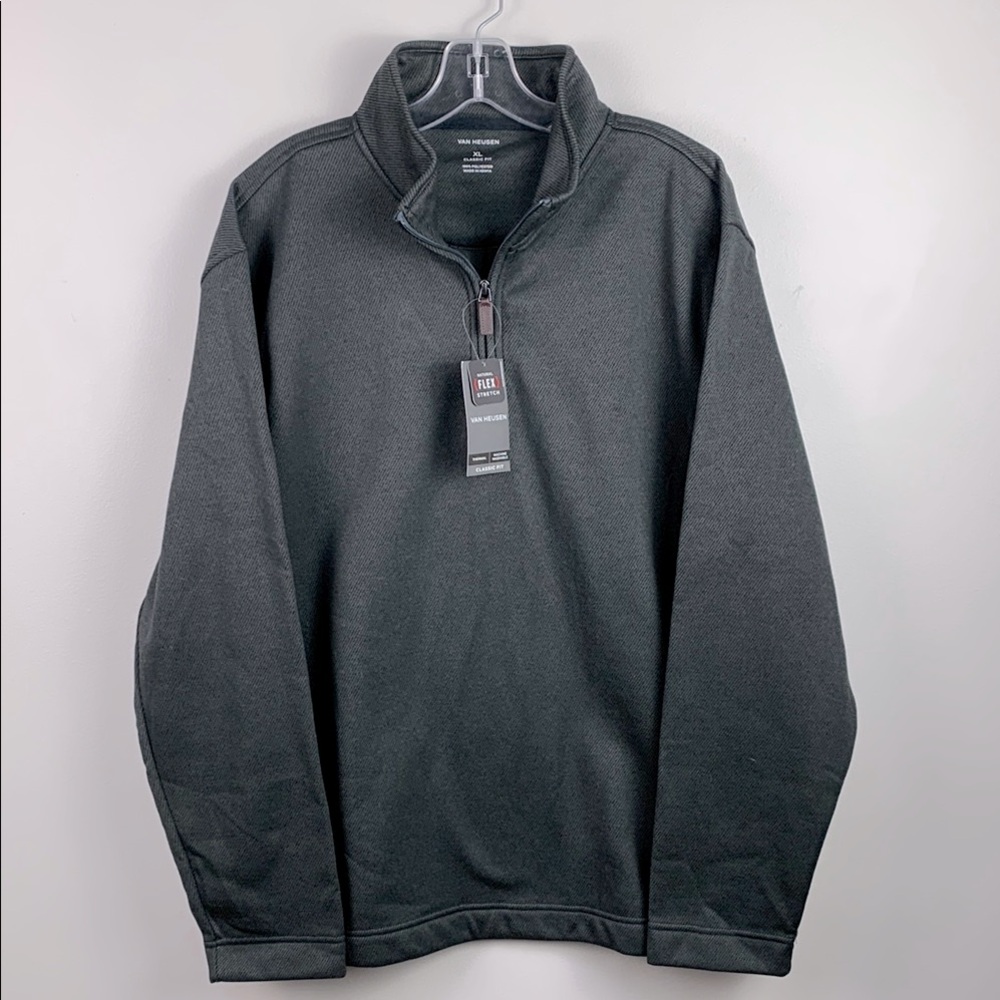 Van Heusen Flex Never Tuck Classic Fit 1/4 Zip Pullover Gray NEW! - Picture 1 of 7